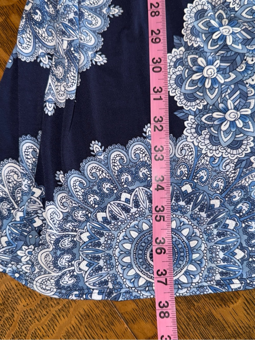 Robbie Bee Light Blue and Navy Floral Accent Dress - Picture 13 of 16